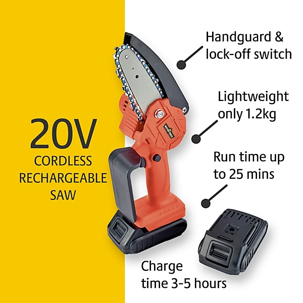 20V Cordless Rechargeable Mini Chainsaw.