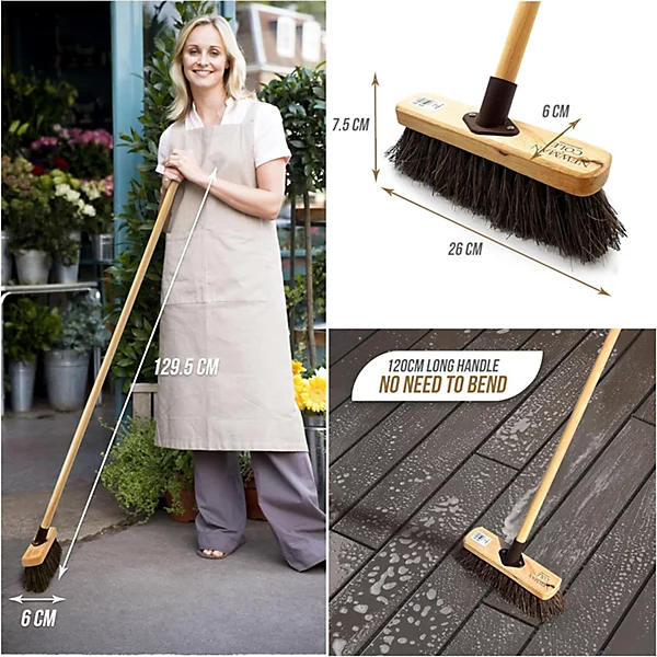 Yard Brush with Stiff Natural Wood.