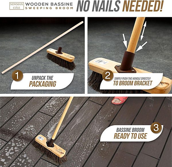 Yard Brush with Stiff Natural Wood.