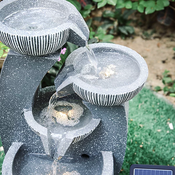 Tier Rockery LED Solar Water Fountain.