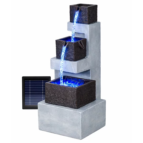 Stacked Blocks Solar Water Fountain.