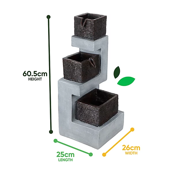 Stacked Blocks Solar Water Fountain.