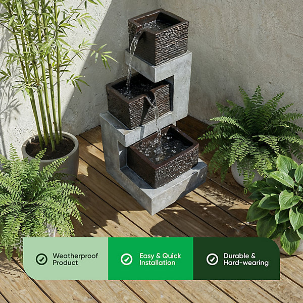 Stacked Blocks Solar Water Fountain.