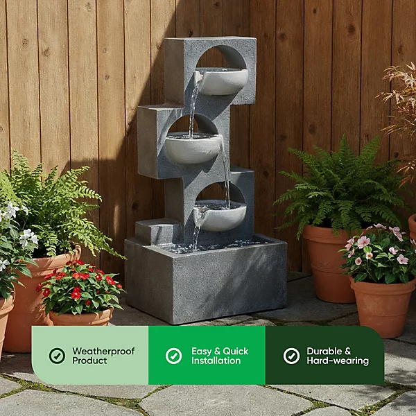 Geometric Steps Solar Fountain.